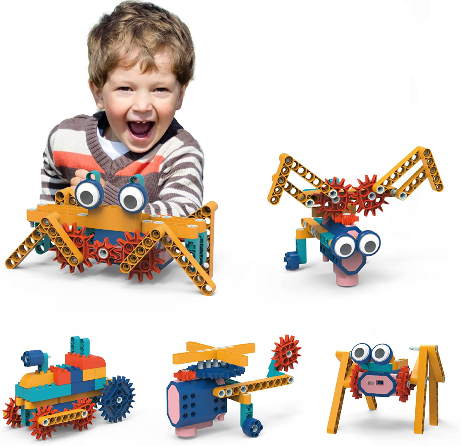 STEM 38 in 1 Building Blocks Set with Motor, 116 Pieces Electric Gear Drive Kit and built-in rechargeable battery, Educational Engineering Construction with User Guide - Image 11