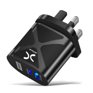 Dual Port Fast Charger, 65W, Type-A and Type-C (Black)