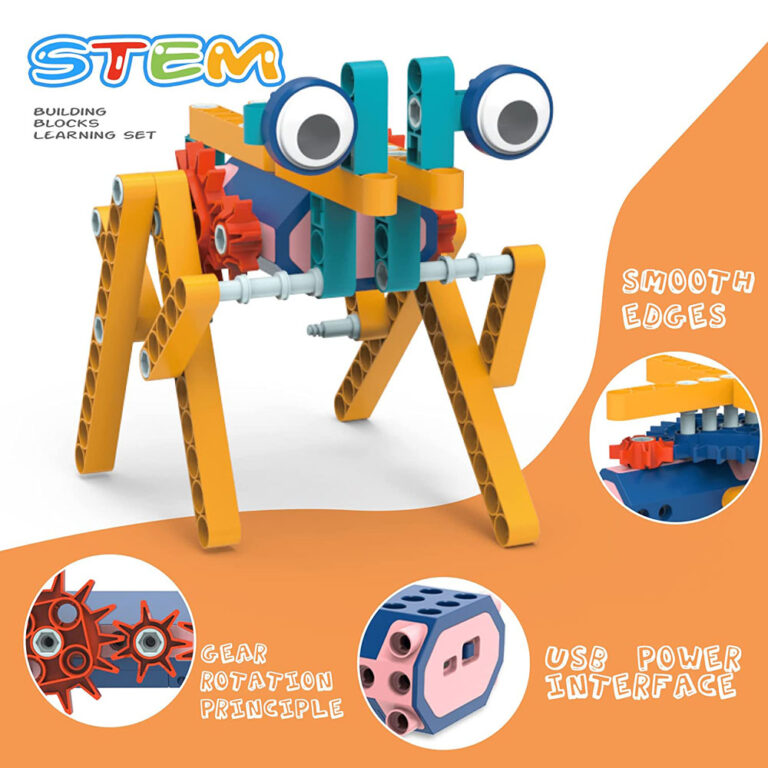 STEM 38 in 1 Building Blocks Set with Motor, 116 Pieces Electric Gear Drive Kit and built-in rechargeable battery, Educational Engineering Construction with User Guide - Image 5